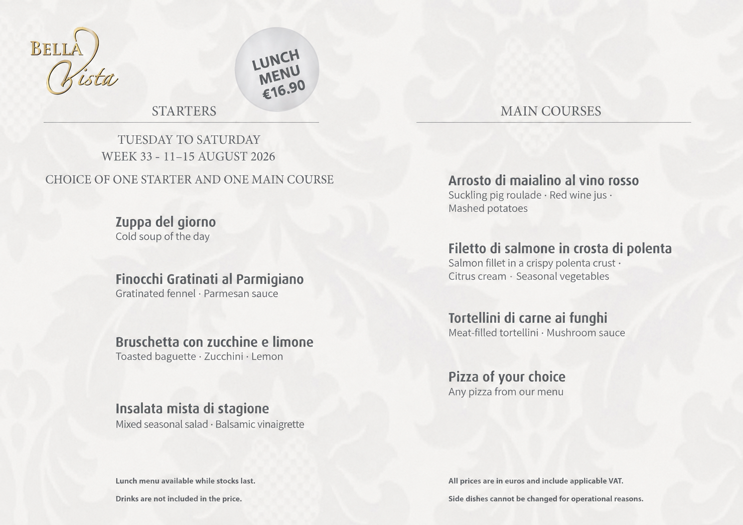 English menu